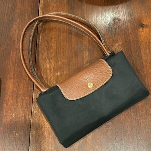 Elegant Black and Tan Leather Tote Bag